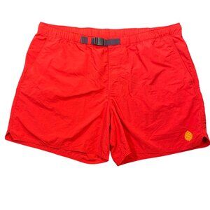 Stio Mens Red Quick-Dry Nylon Hiking Shorts XXL With Elastic Waist & Zip Pocket